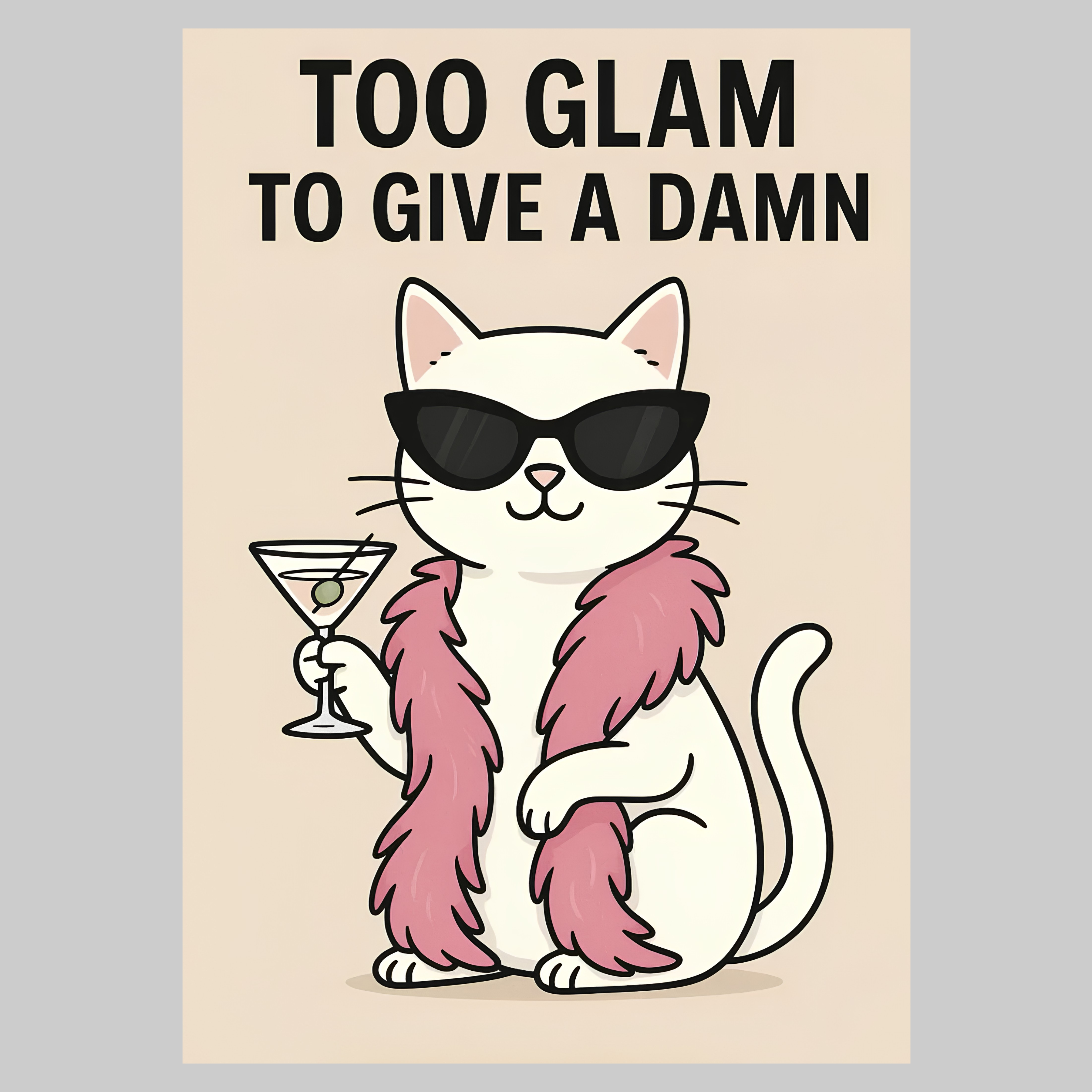 Too Glam To Care | Iron On Patch | Cute Cat
