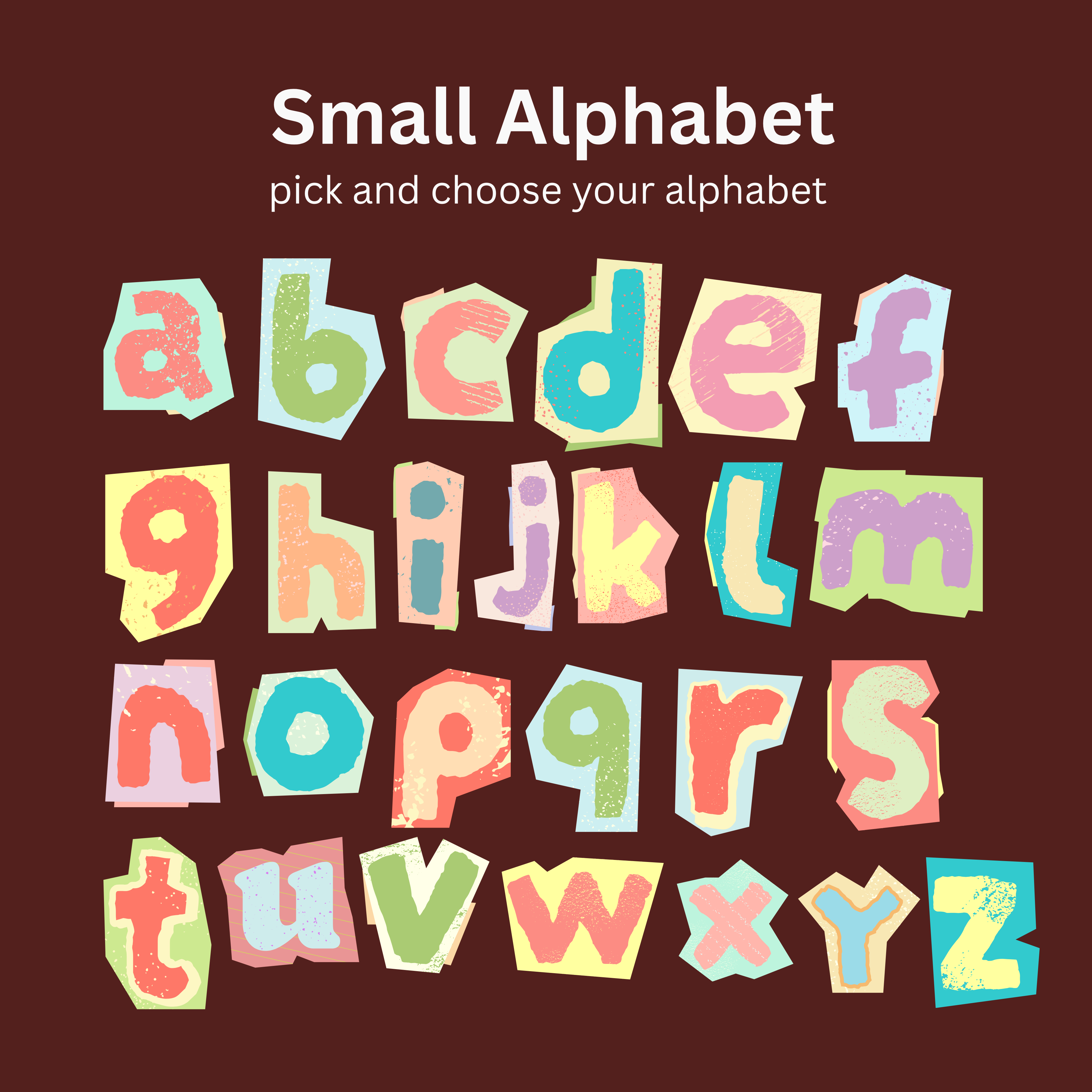 Color Full Alphabet | Iron-on Patch | Alphabet Sticker (Lower)